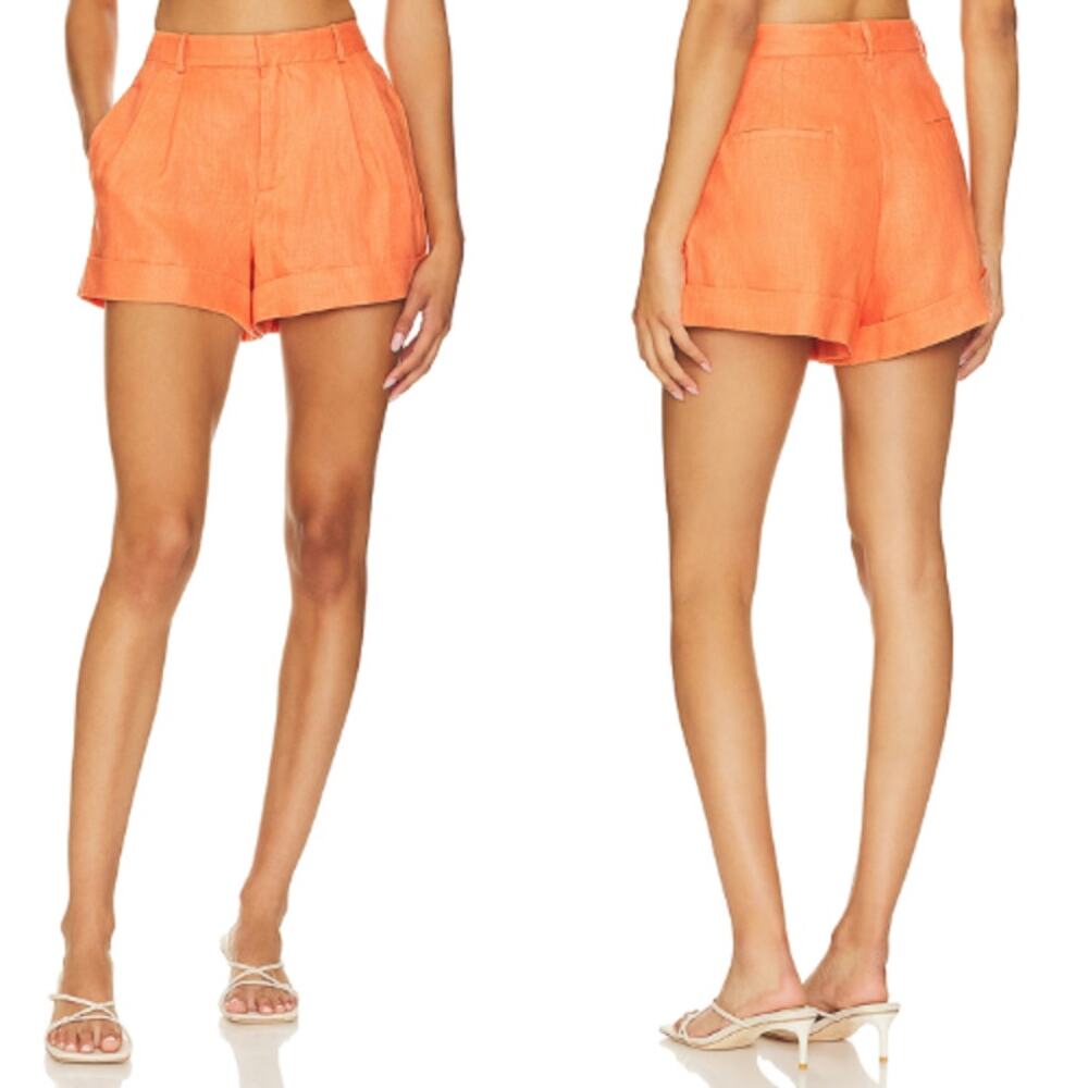 NWT Cami NYC Linen High Waisted Rabia Tailored Short Orange Women's Size: 8